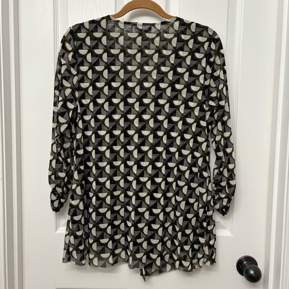 Black Geometric Asym Tunic | Alfani L - Picture 7 of 8